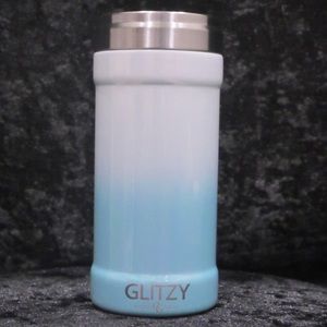 Glitzy insulted skinny can coozie